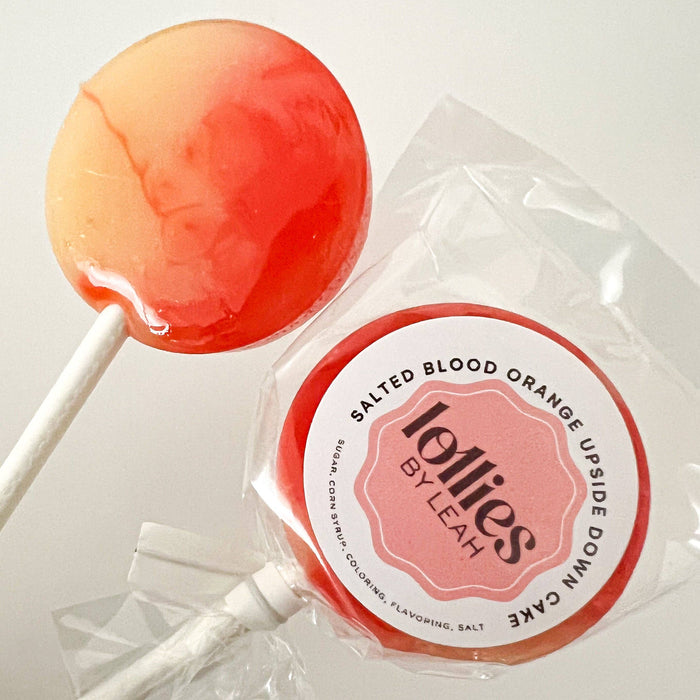Salted Blood Orange Upside Down Cake Lollipop