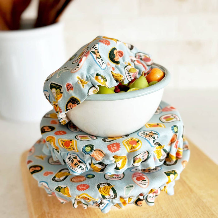 Orange Pattern Fabric Bowl Cover Set: 1 Biggest Set (M + L + XL)