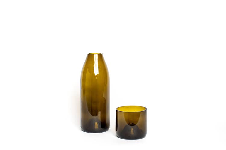 Olive Carafe Set - Made from Wine Bottles