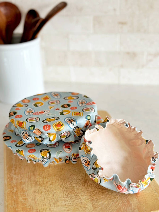 Orange Pattern Fabric Bowl Cover Set: 1 Biggest Set (M + L + XL)
