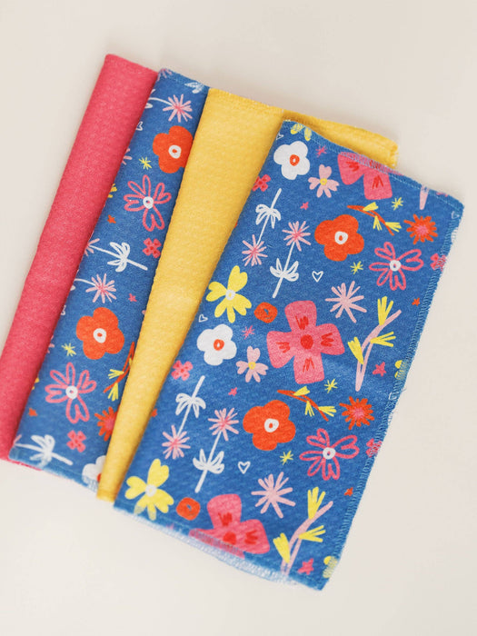 Happy Flowers Wafflecloths - Set of 4