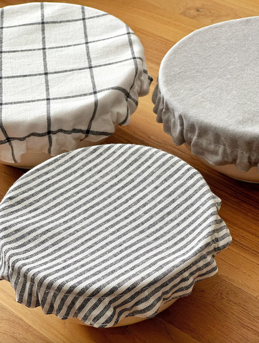 Mix Black Farmhouse Patterned Bowl Cover Set: 1 Full Set (XS + S + M + L + XL)